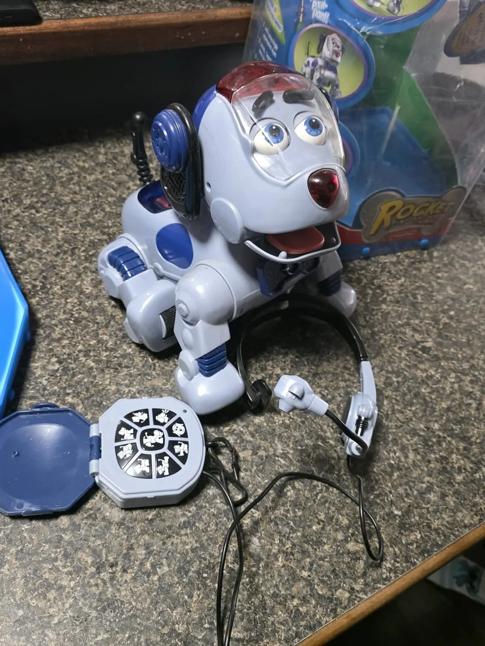 Fisher-Price Rocket Talking Robot Dog - Gray, Blue, Red